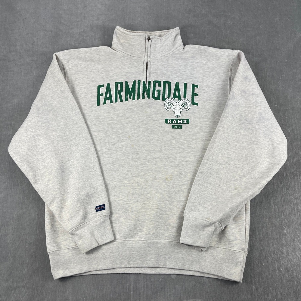 Farmingdale Rams JanSport Mens L Gray Quarter Zip Sweatshirt College Pullover